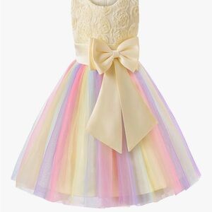 Amazon Kids Formal Dress - Yellow and Rainbow